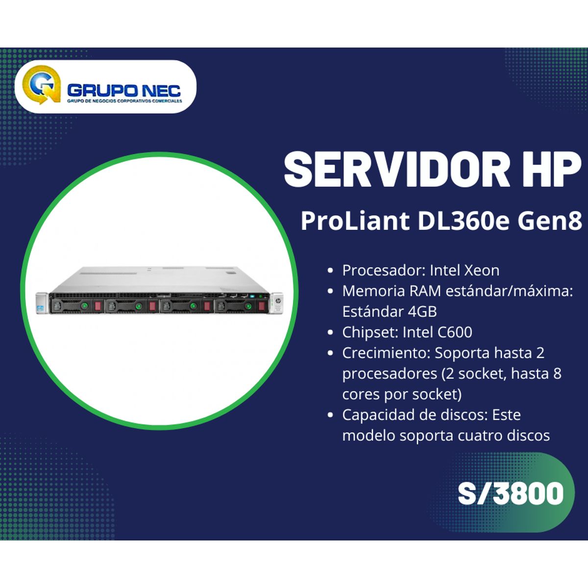 HP - Servidor HP ProLiant DL360e Gen8 serie SATA - LFF