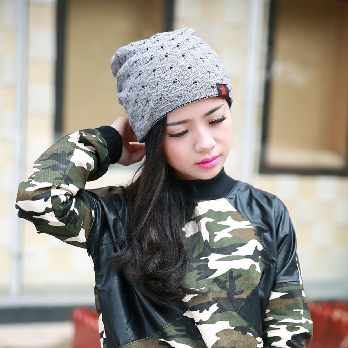 KAST PE - Beanie Reversible Chullo Doble Cara  Gris Claro