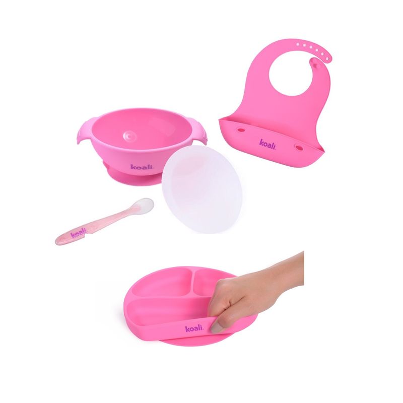 KOALI - Set Alimentacion Bebe Platos Cuchara Babero de Silicona