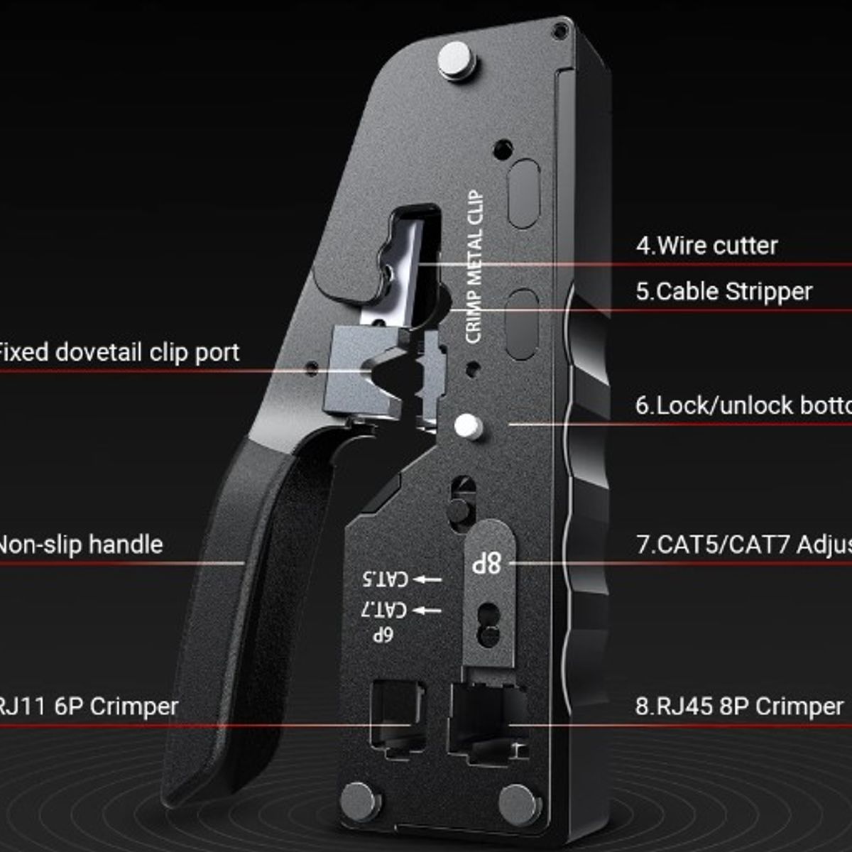 IMPORTADO MC - Grimpeador Ponchador RJ45 - RJ11 CAT 5-6-7