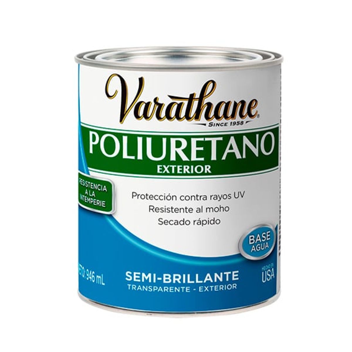 RUST OLEUM - VARATHANE POLIURETANO EXTERIOR SEMI BRILLANTE BASE AGUA 946 ML