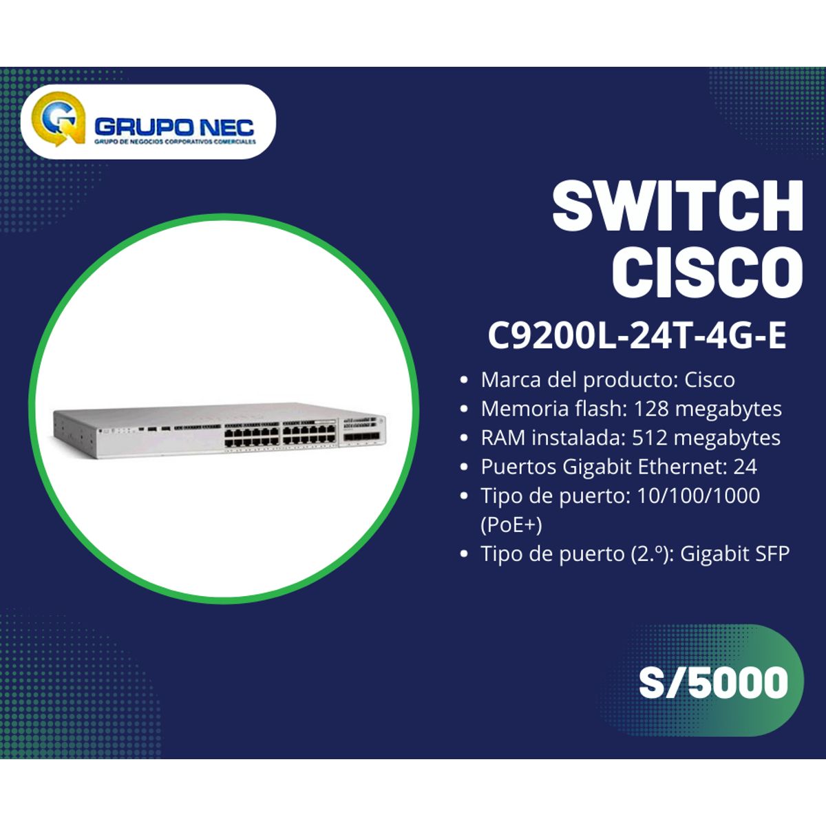 CISCO - Switch Cisco Catalyst C9200L-24T-4G-E
