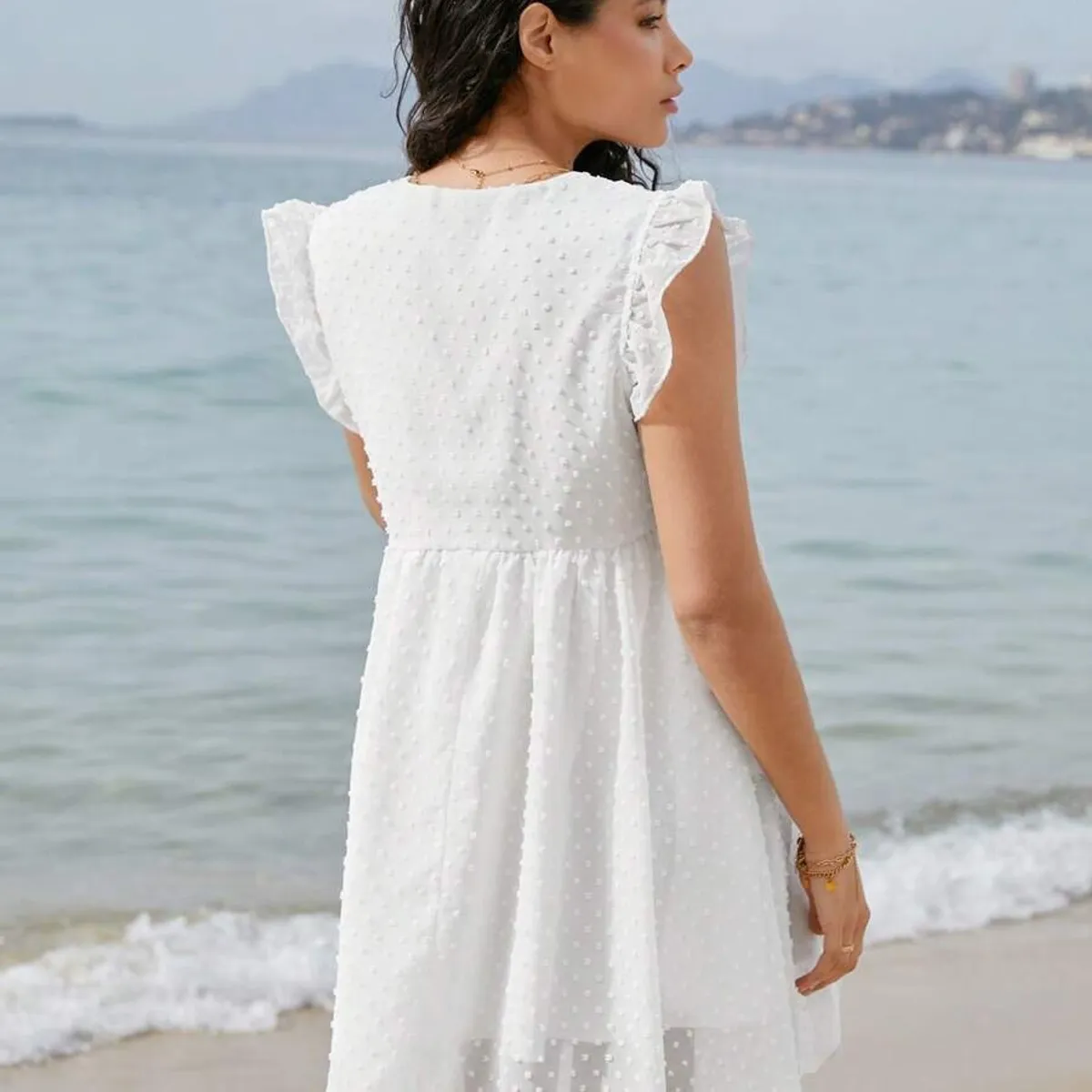 TAIS PRINCESS - Vestido smock casual de manga mariposa  cuello V