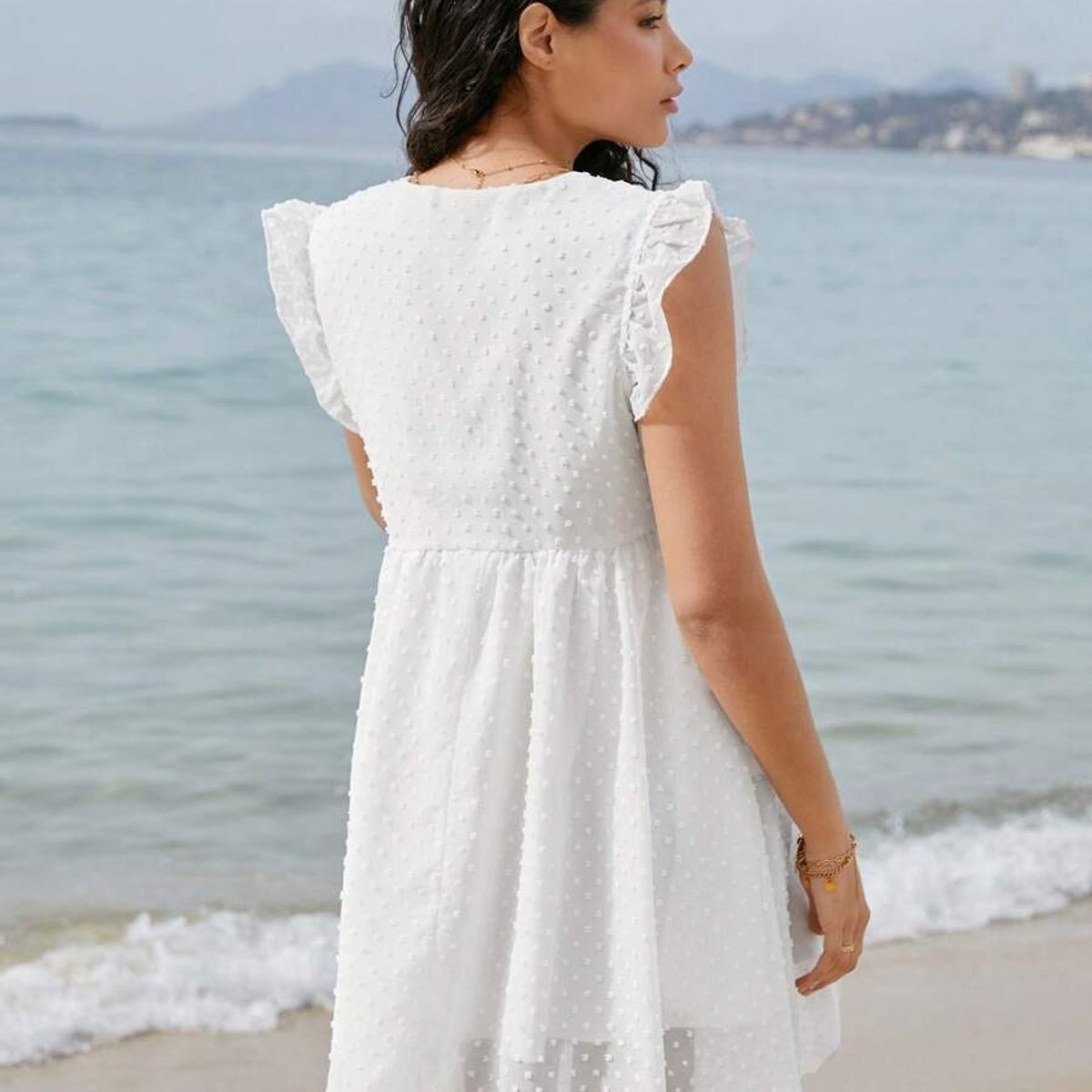 TAIS PRINCESS - Vestido smock casual de manga mariposa  cuello V