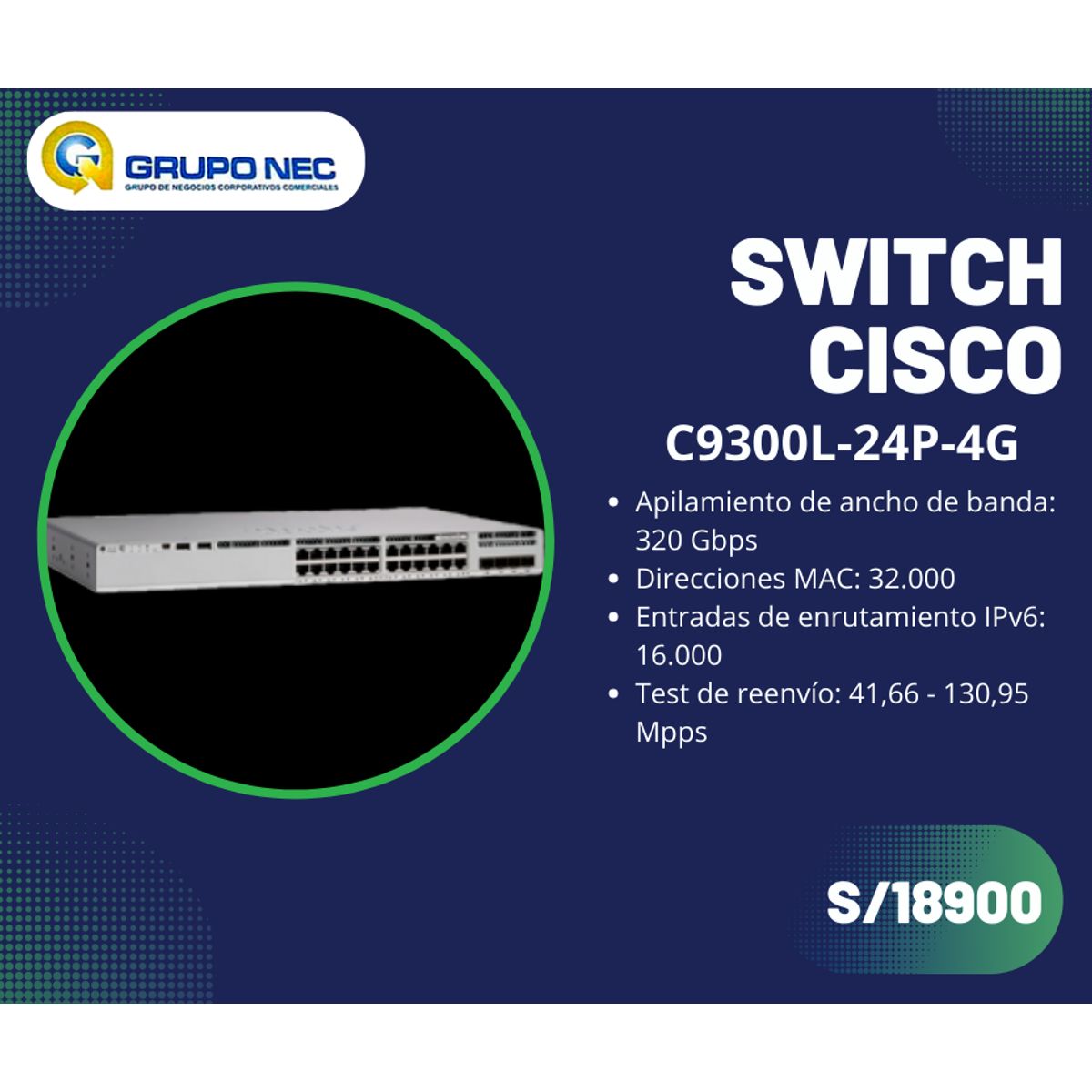 CISCO - Switch Cisco Catalyst C9300L-24P-4G