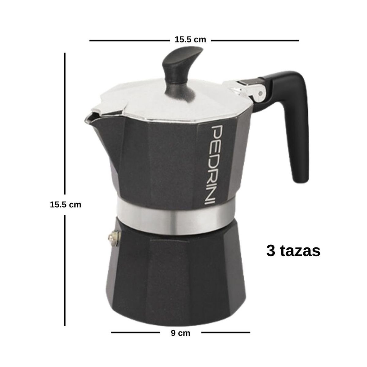 PEDRINI - Cafetera moka italiana Aroma Nero x 3tz PEDRINI