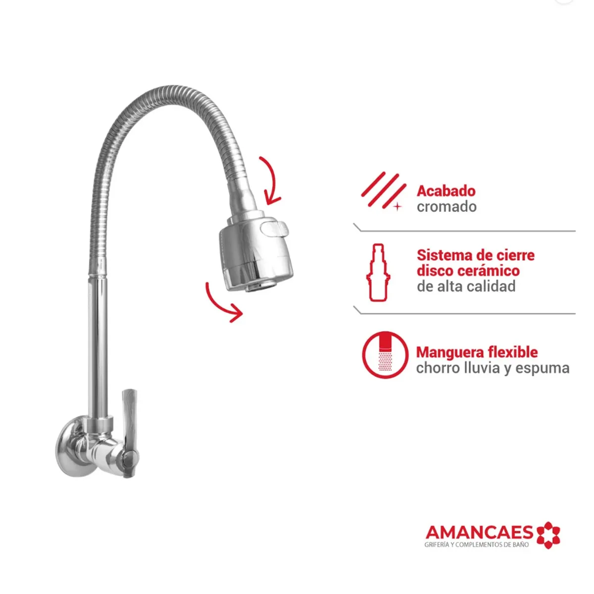 GENERICO - Llave Flexible Lavadero de Bronce modelo Milett para Pared AMANCAES