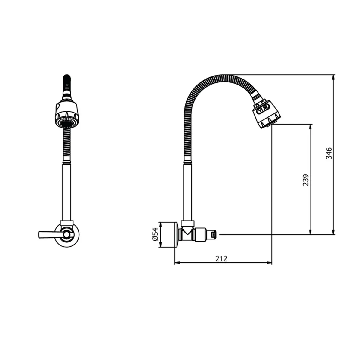 GENERICO - Llave Flexible Lavadero de Bronce modelo Milett para Pared AMANCAES