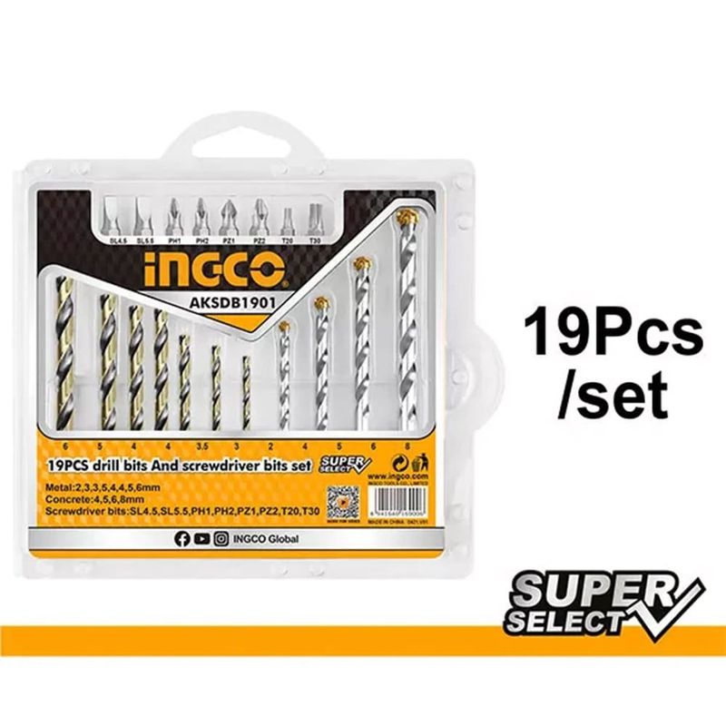INGCO TOOLS - Set de 19 Brocas y Puntas para Destornillar Ingco