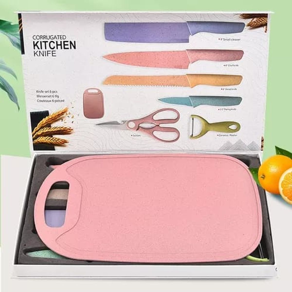 GENERICO - SET DE CUCHILLOS PASTEL GRANDES CON TABLA DE PICAR