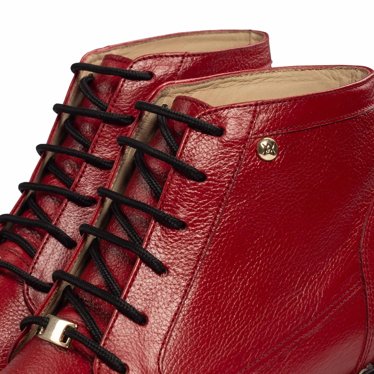 WALKING - Botín de Cuero Rojo Mujer KB-TRENZA