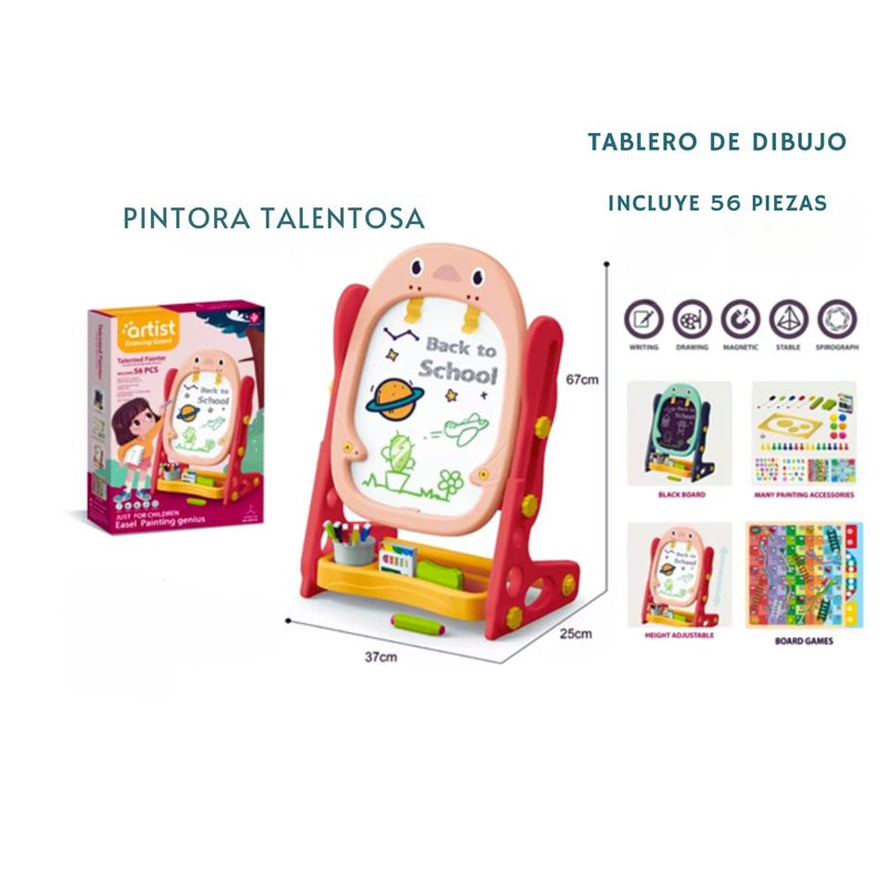 GENERICO - JUEGO EDUCATIVO DE ARTE PIZARRA DOBLE CARA