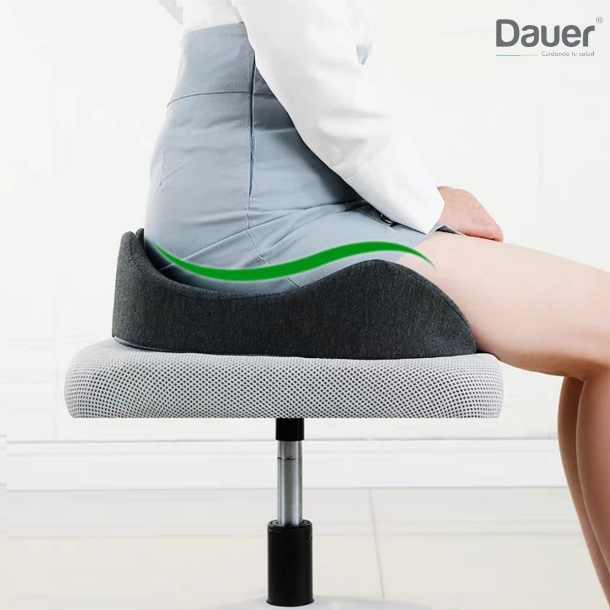 DAUER - Cojin ASIENTO 3D Ergonomico Memory Foam de Bambu con Asa de transporte