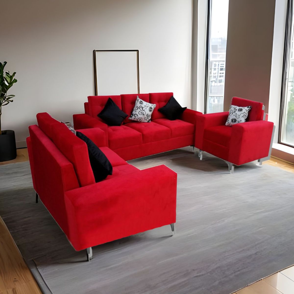 GENERICO - SOFÁ 321 MODELO REC COLOR ROJO