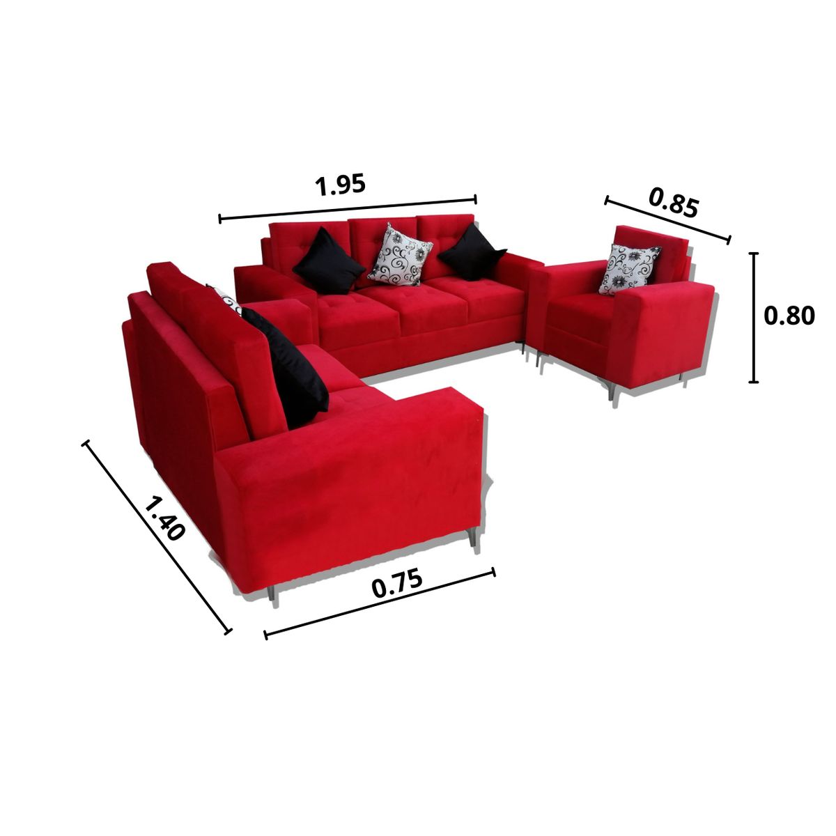 GENERICO - SOFÁ 321 MODELO REC COLOR ROJO