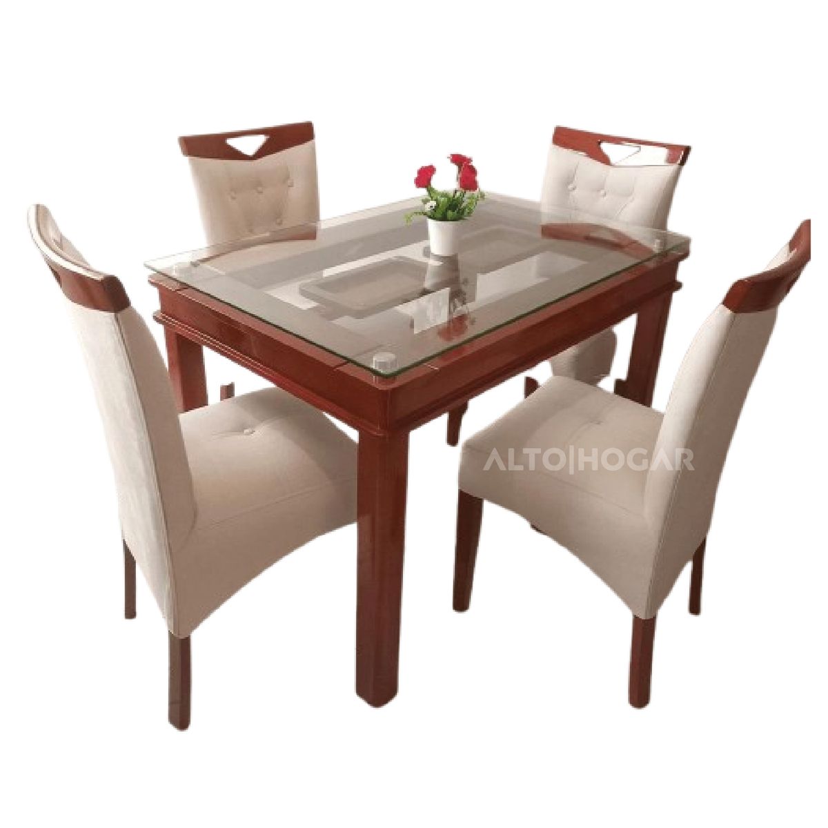 ALTO HOGAR - Juego de Comedor Alto Hogar 4 Sillas Korina Beige