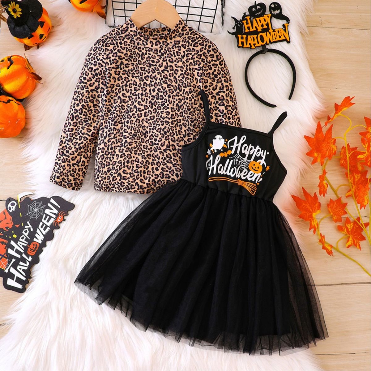 GENERICO - VESTIDO DE NIÑA  DISEÑO BRUJA ( VESTIDO + VINCHA + POLO MANGA LARGA)