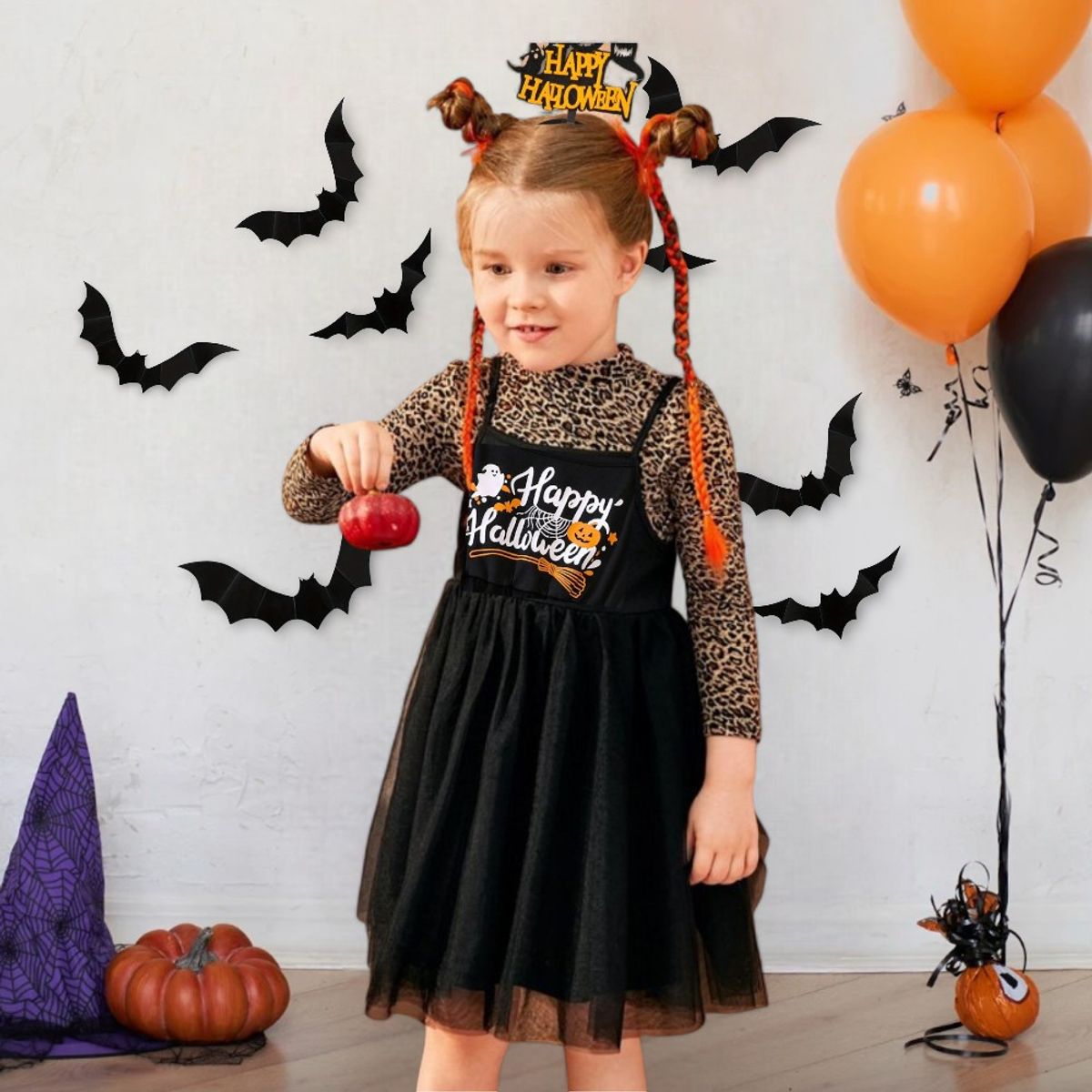 GENERICO - VESTIDO DE NIÑA  PARA HALLOWEEN ( 3 PIEZAS )