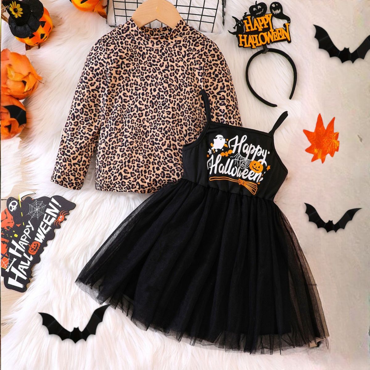 GENERICO - VESTIDO DE NIÑA  PARA HALLOWEEN ( 3 PIEZAS )