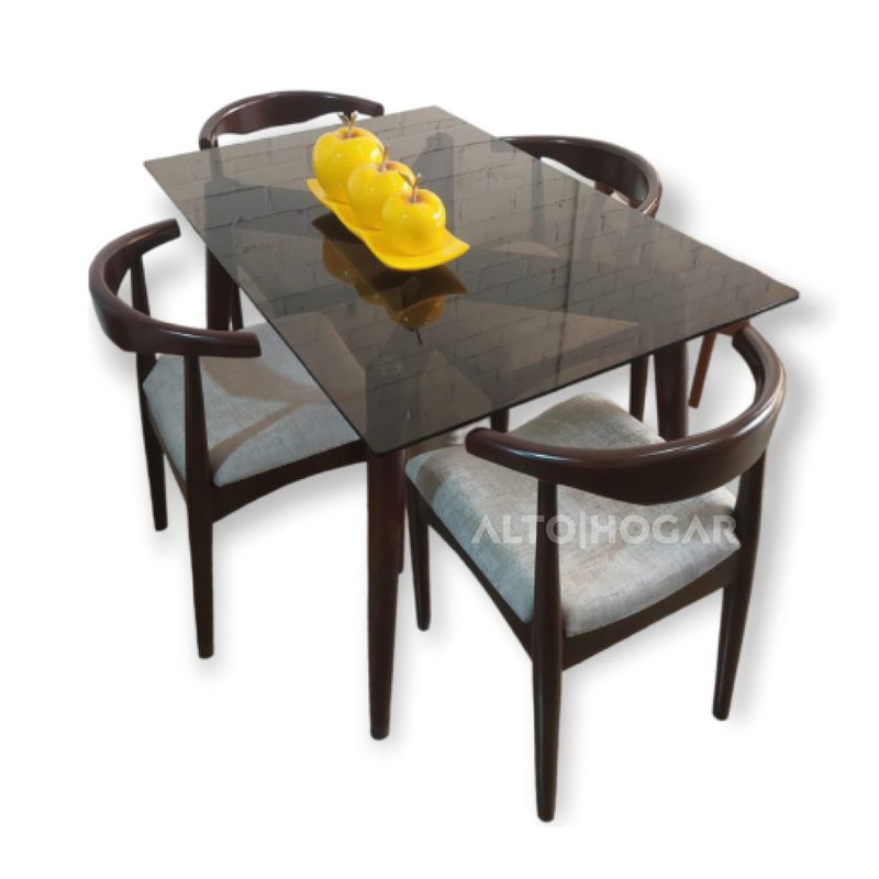 ALTO HOGAR - Juego de Comedor Alto Hogar 4 Sillas Katrina Crema Madera Tornillo