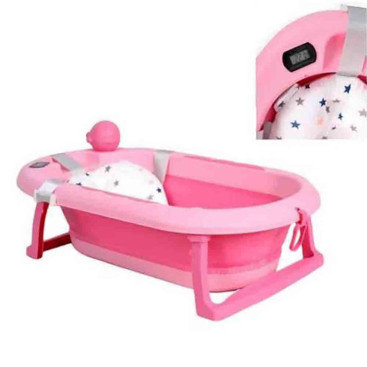 BABY KITS - Bañera Tina de Baño Plegable JELLY Termómetro 6 Accesorios