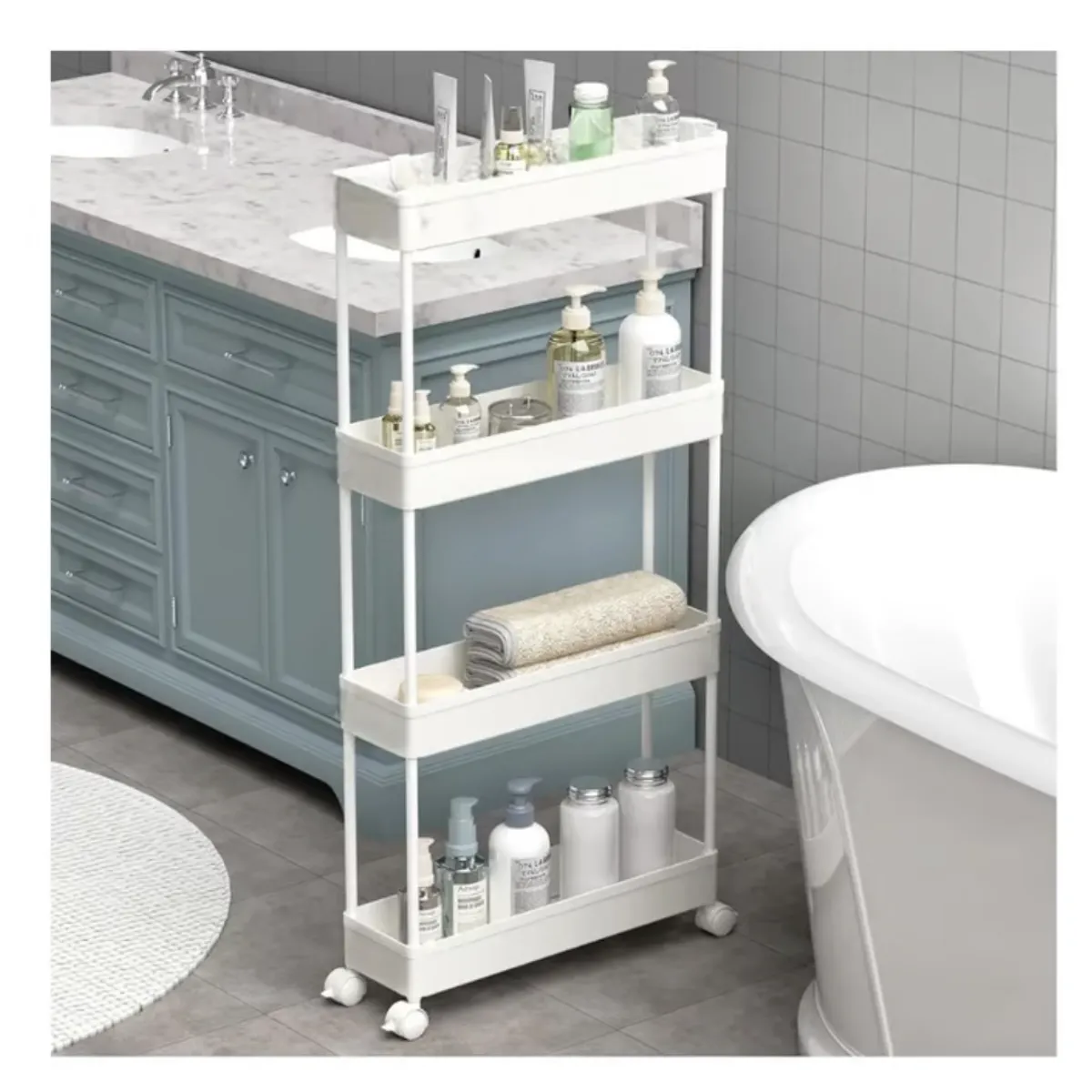 OEM - Estante Rack Baño Multiusos de 4 Niveles Blanco