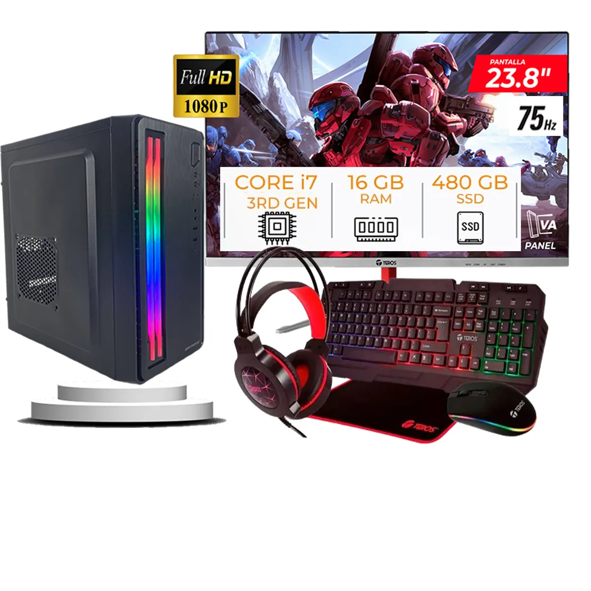 DATAONE - Computadora Pc Intel Core i7 3770  Monitor 24 fhd' RAM 16 GB SSD 480 GB