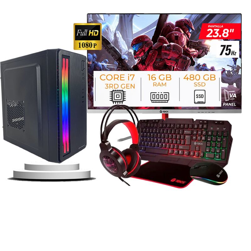 DATAONE - Computadora Pc Intel Core i7 3770  Monitor 24 fhd' RAM 16 GB SSD 480 GB