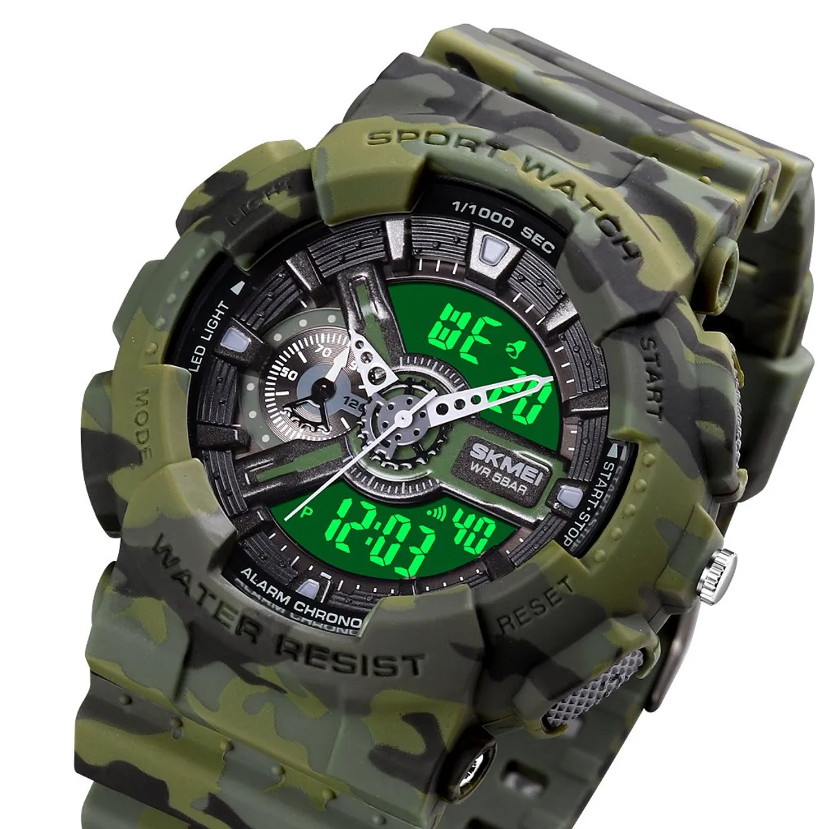 SKMEI - Reloj Skmei 1688 CAMUFLADO VERDE Correa Silicona_.