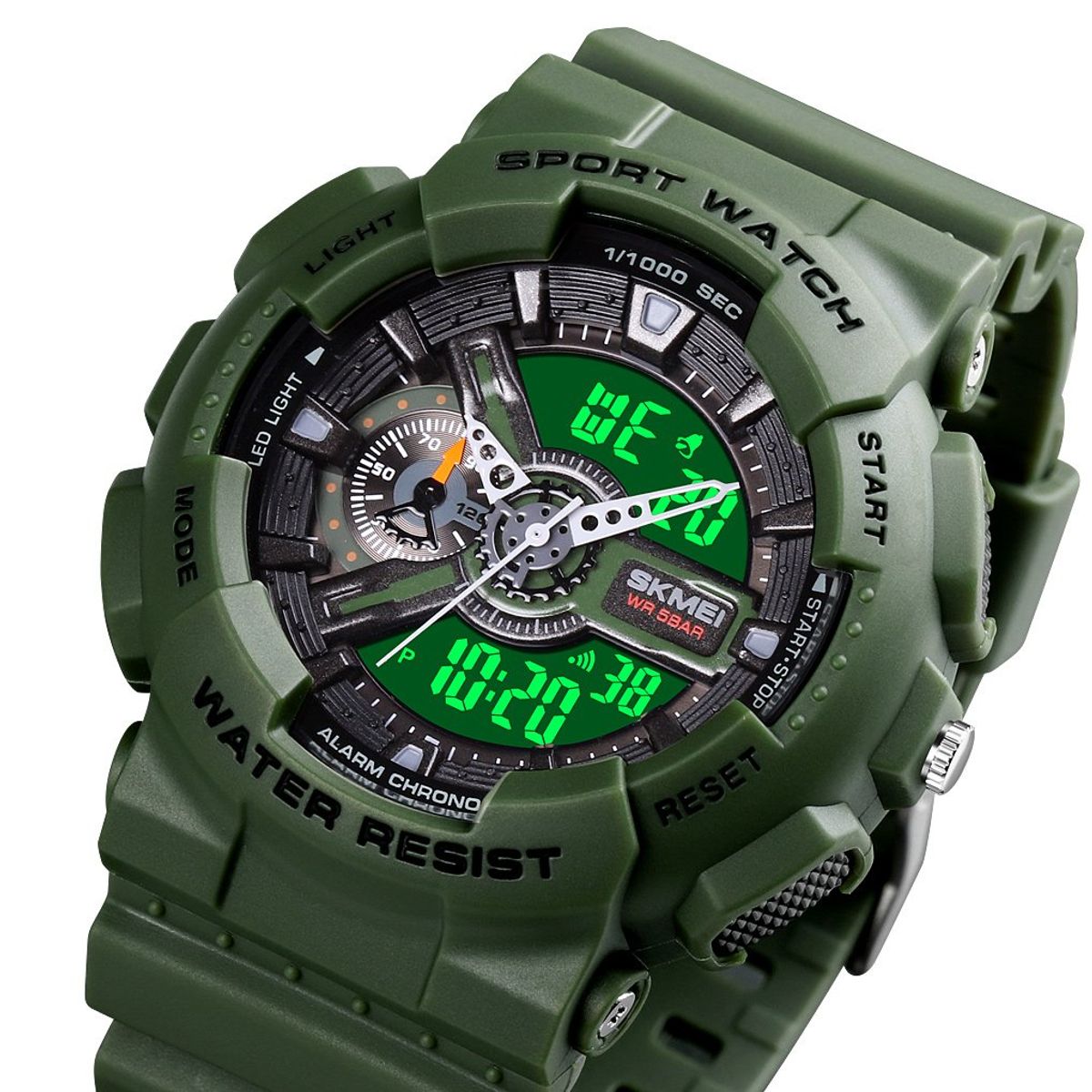SKMEI - Reloj Skmei 1688 VERDE MILITAR Correa Silicona_.