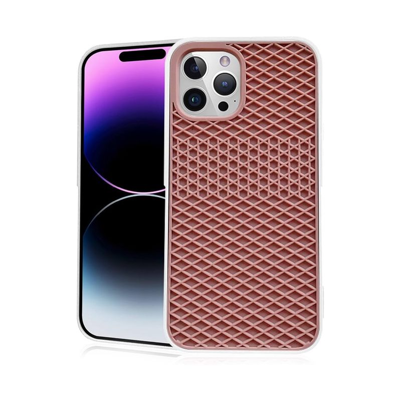 GENERICO - Funda Protector Case Goma Waffle IPHONE 14 PRO MAX - Marron Blanco