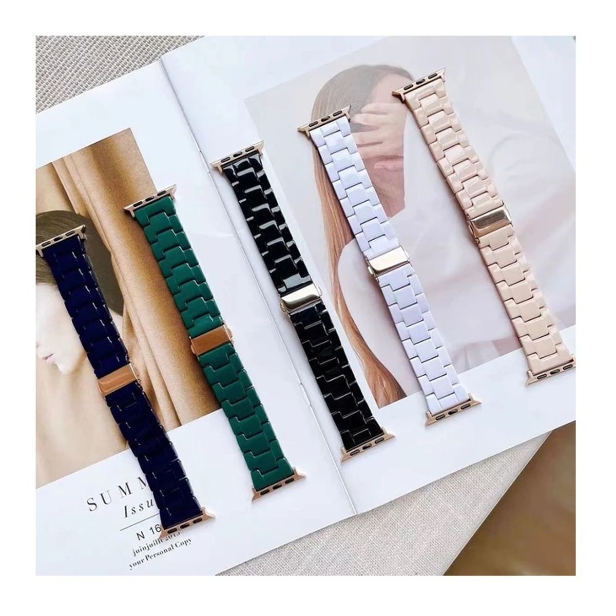 GENERICO - Correa Para Applewatch Y Watch Resina Eslabones 42-44-45-49mm Blanco