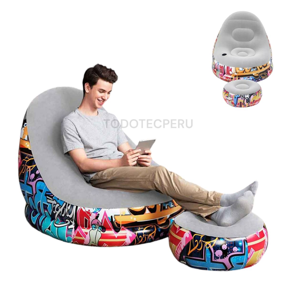 Bestway - SILLON INFLABLE MAS POSAPIES GRAFFITI COMFORT CRUISER