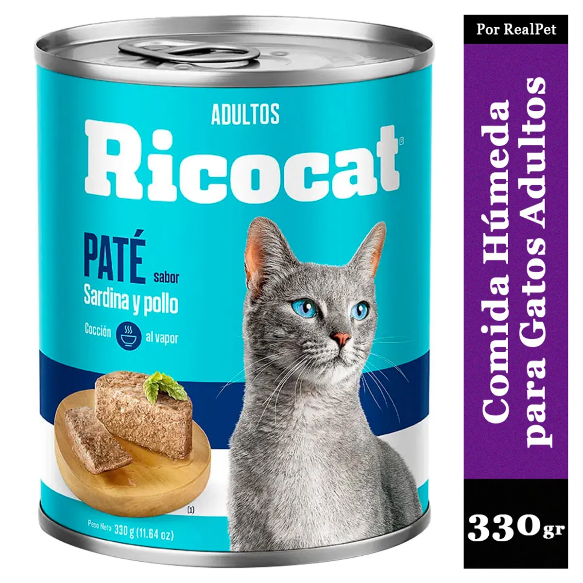 RICOCAT - Paté para Gatos Adultos Ricocat Sardina y Pollo 330gr