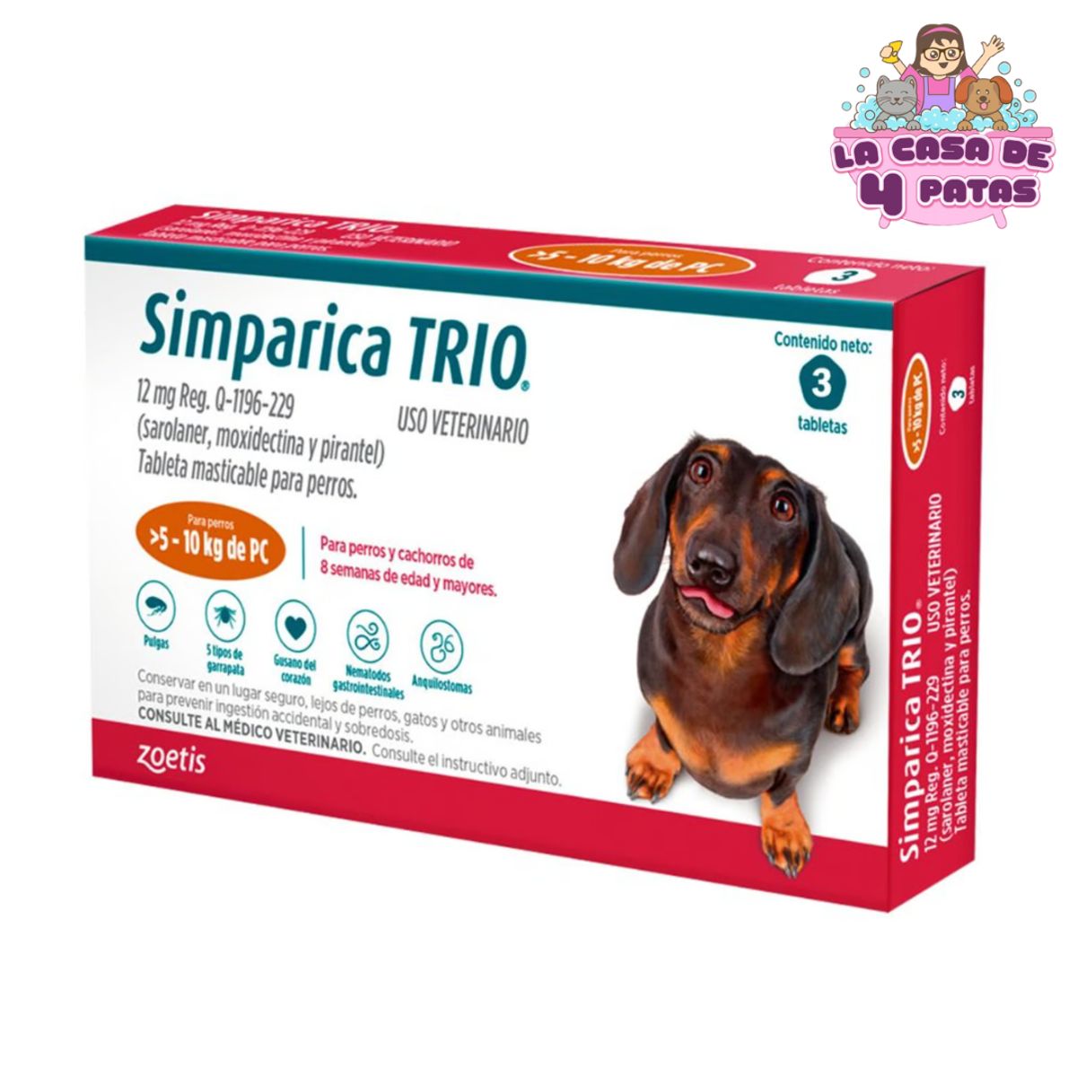 SIMPARICA - Simparica TRIO de 5 a 10 kg x 3 Pastillas