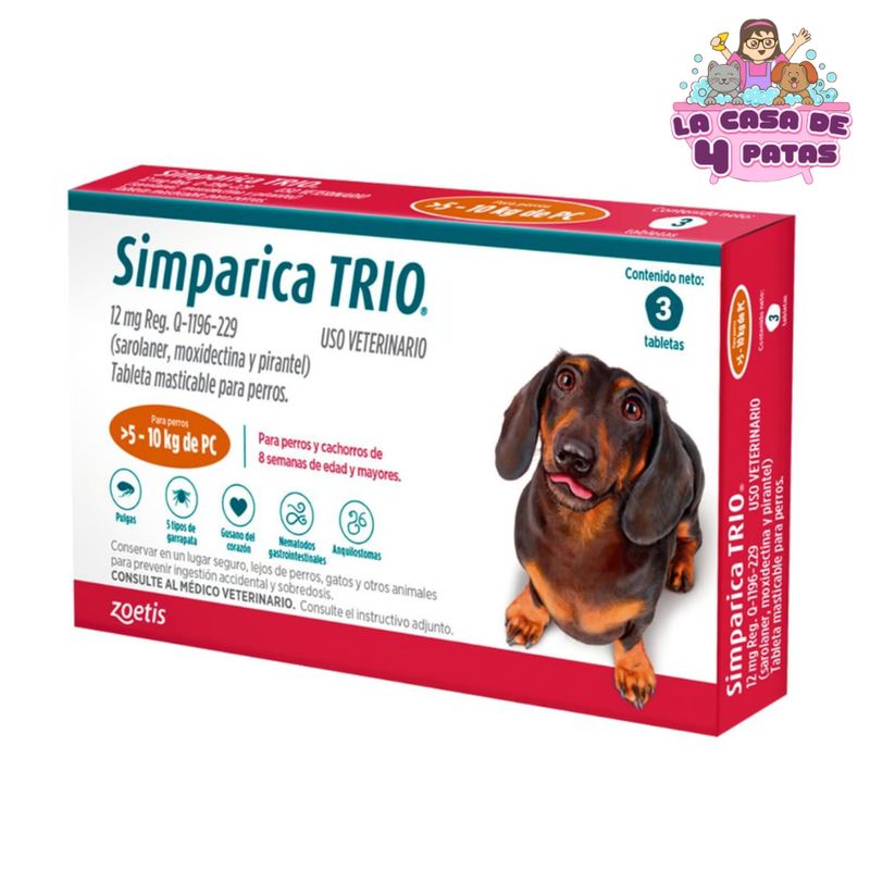SIMPARICA - Simparica TRIO de 5 a 10 kg x 3 Pastillas