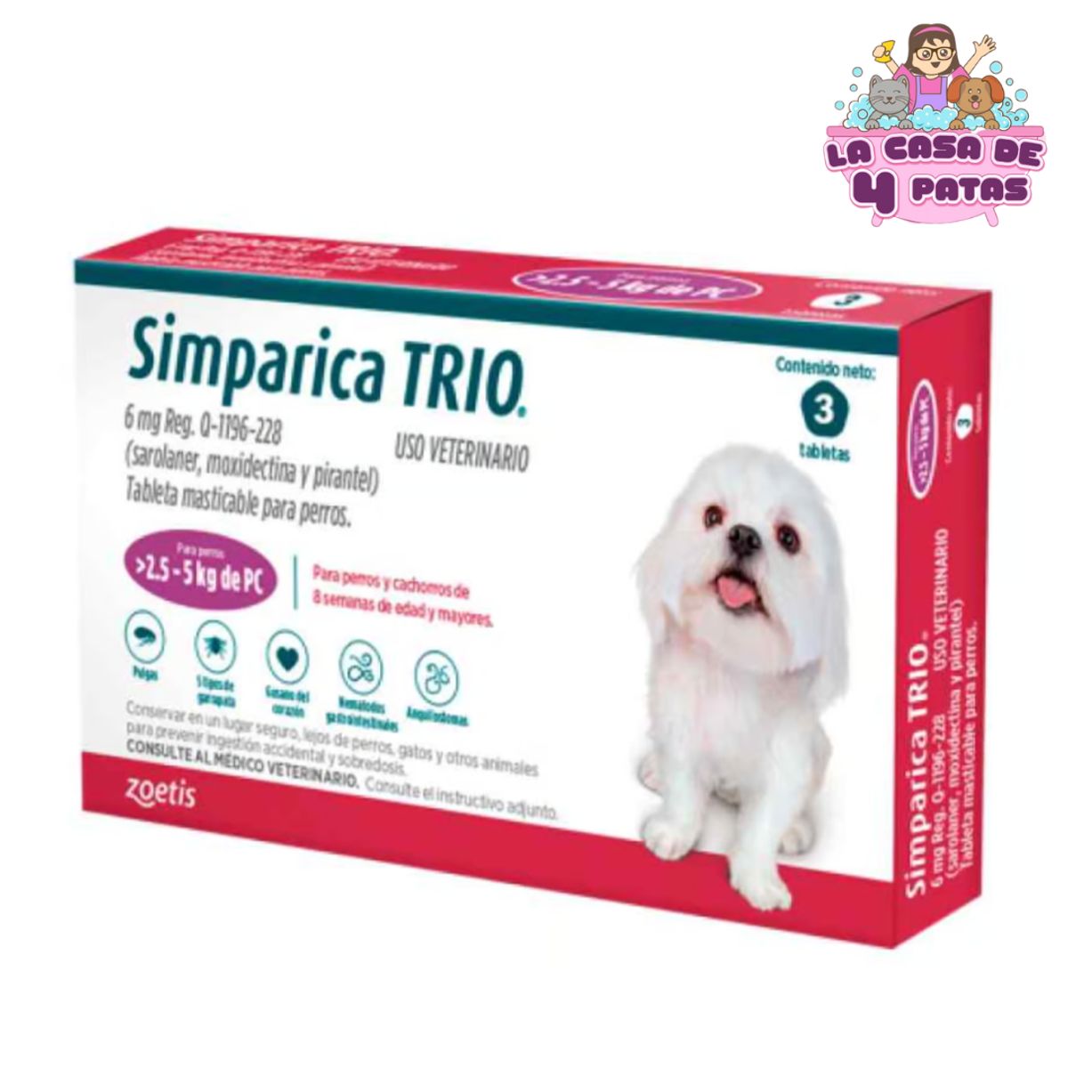 SIMPARICA - Simparica de  TRIO 2.5 - 5  kg x 3 Pastillas