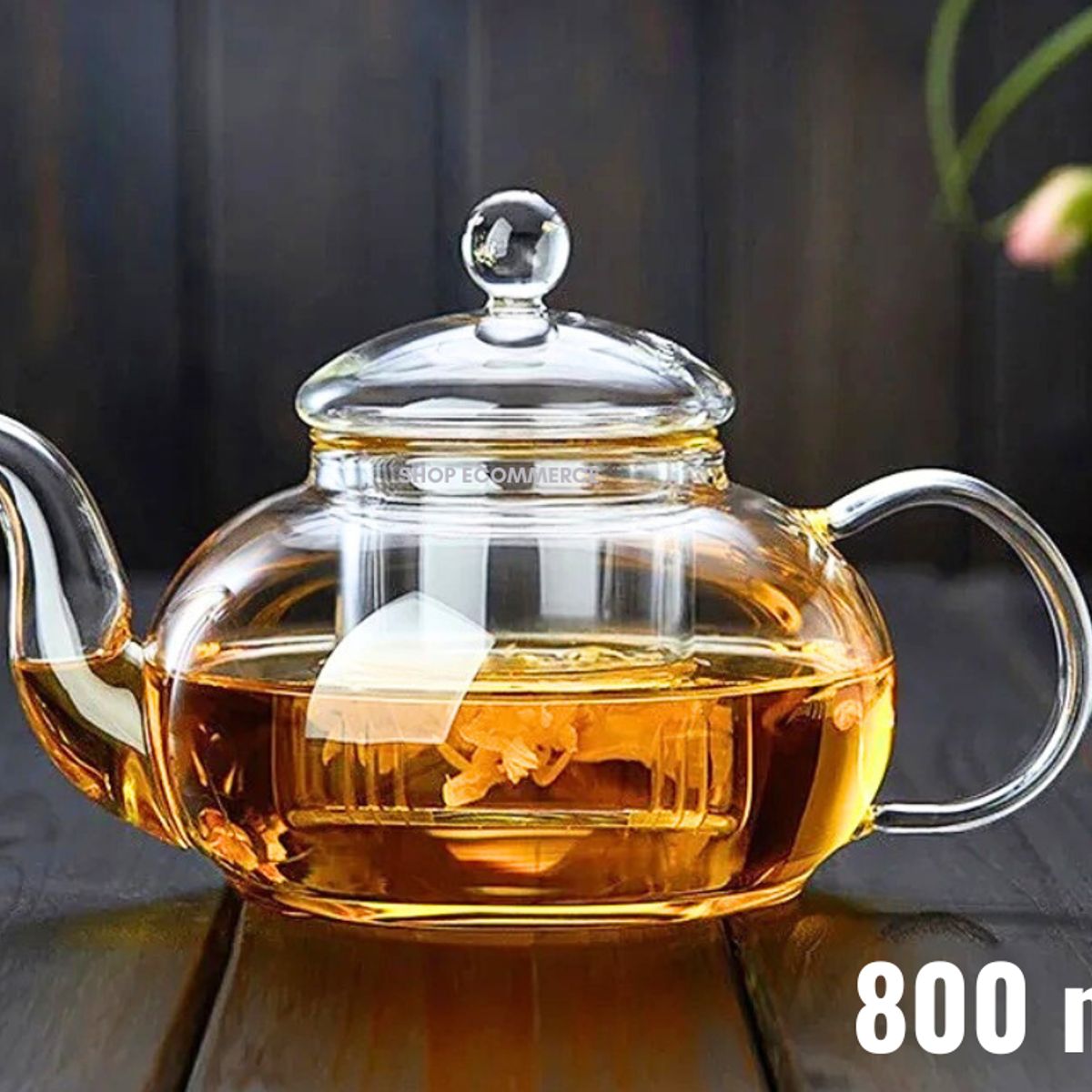 GENERICO - Tetera con infusor de vidrio borosilicato 800 ml