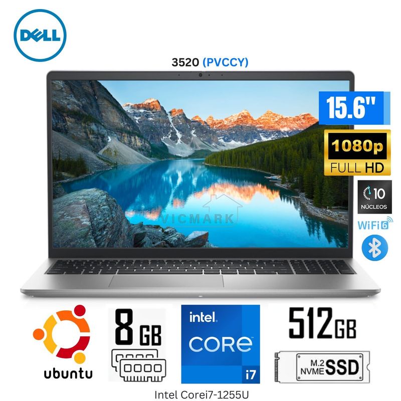 DELL - Laptop Dell Inspiron 15 3520 Intel Core i7-1255U 8GB RAM 512GB SSD 15.6" FHD Linux Ubuntu