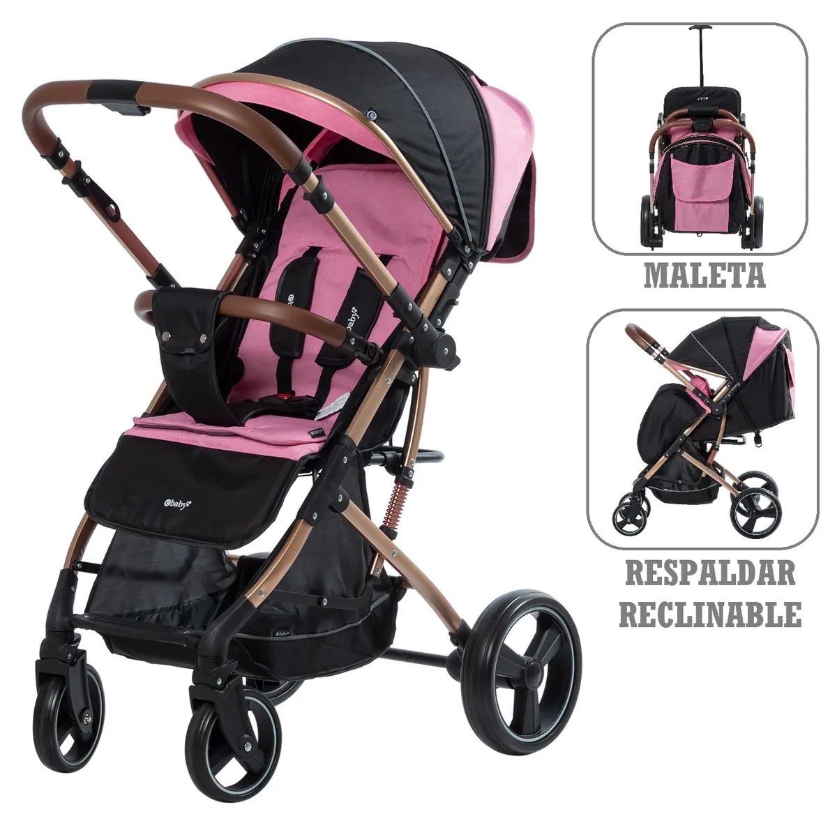 EBABY - Coche Rudi Convertible Maleta -Rosado