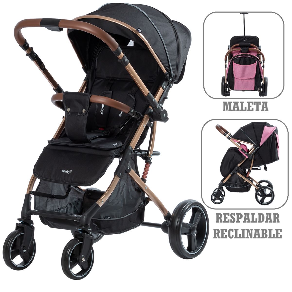 EBABY - Coche Rudi Convertible Maleta -Negro
