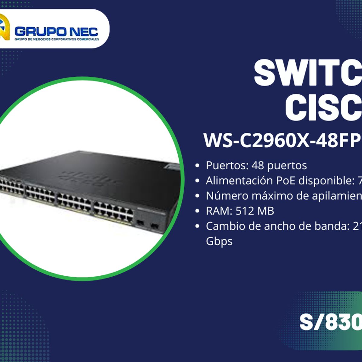 CISCO - Switch Cisco Catalyst WS-C2960X-48FPD-L