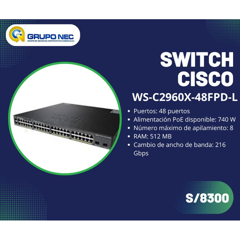 CISCO - Switch Cisco Catalyst WS-C2960X-48FPD-L