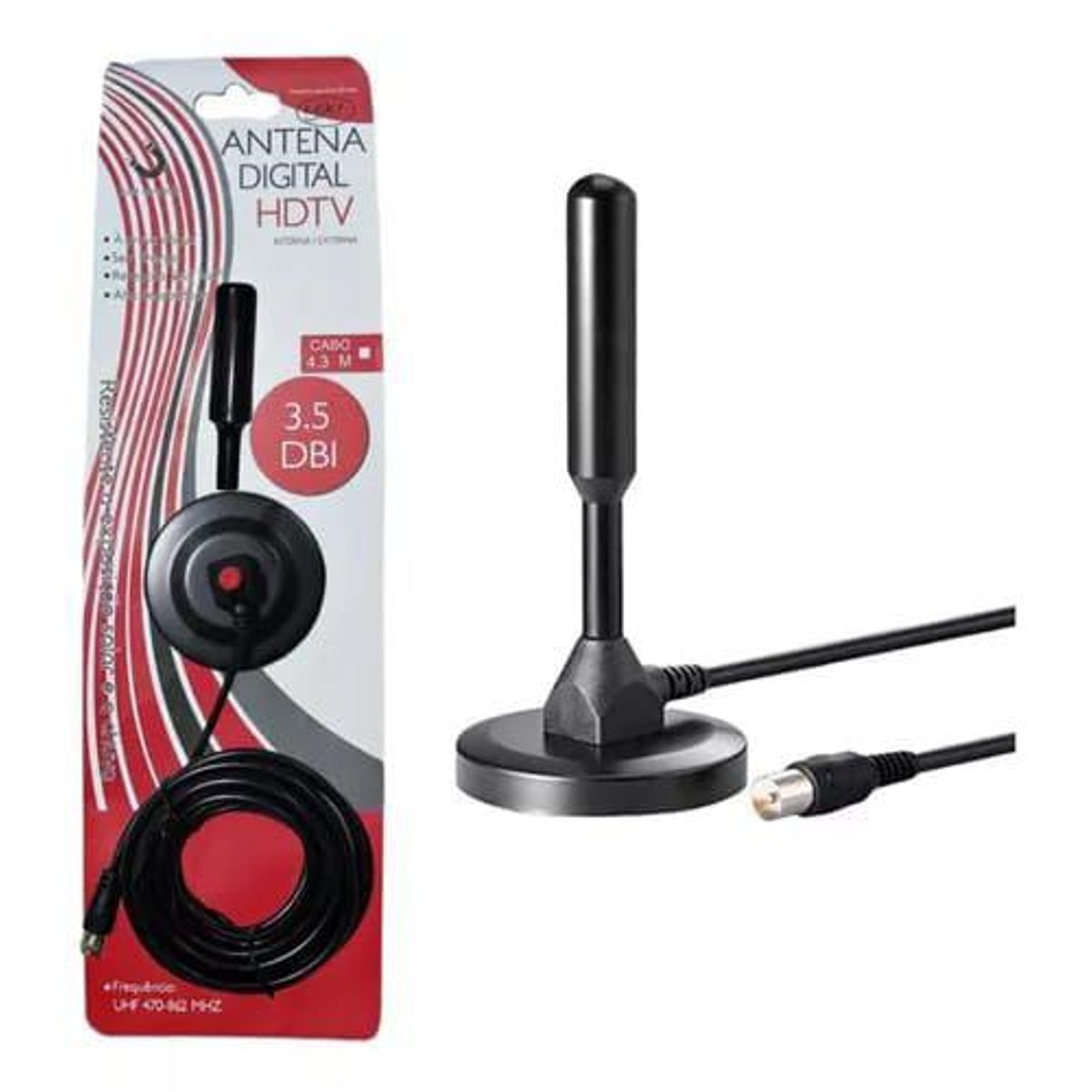 GENERICO - Antena TV Digital HDTV 4K con Base Magnética y Cable 5M Alta Señal