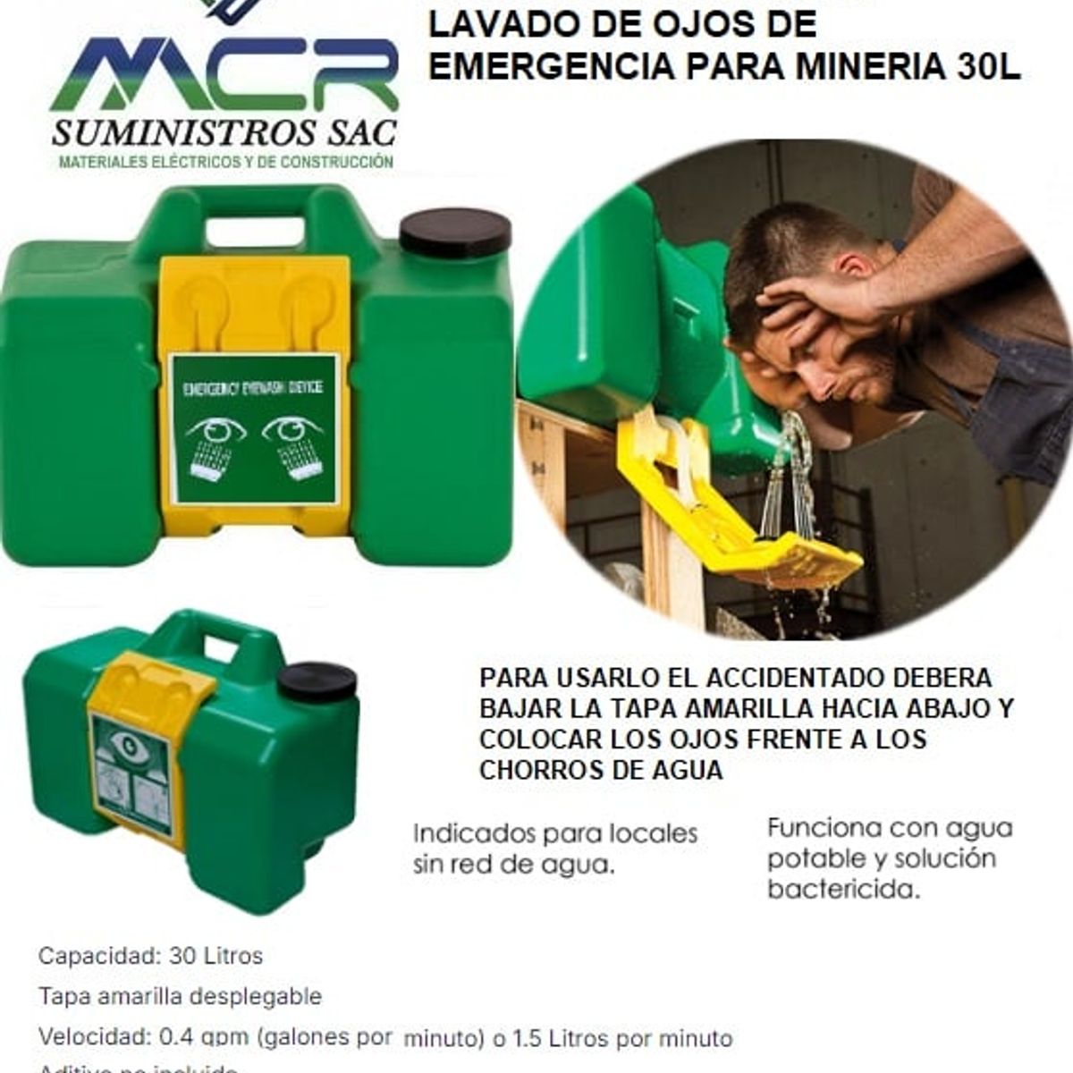 GENERICO - ESTACION PORTATIL DE LAVADO DE OJOS DE EMERGENCIA PARA MINERIA 30L