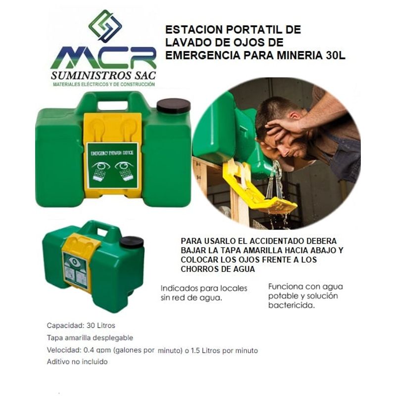 GENERICO - ESTACION PORTATIL DE LAVADO DE OJOS DE EMERGENCIA PARA MINERIA 30L
