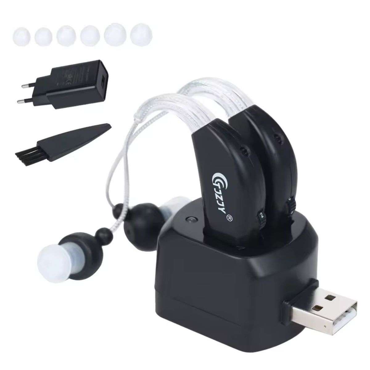 GENERICO - AUDIFONO AURICULAR PARA SORDERA SORDO RECARGABLE NEGRO