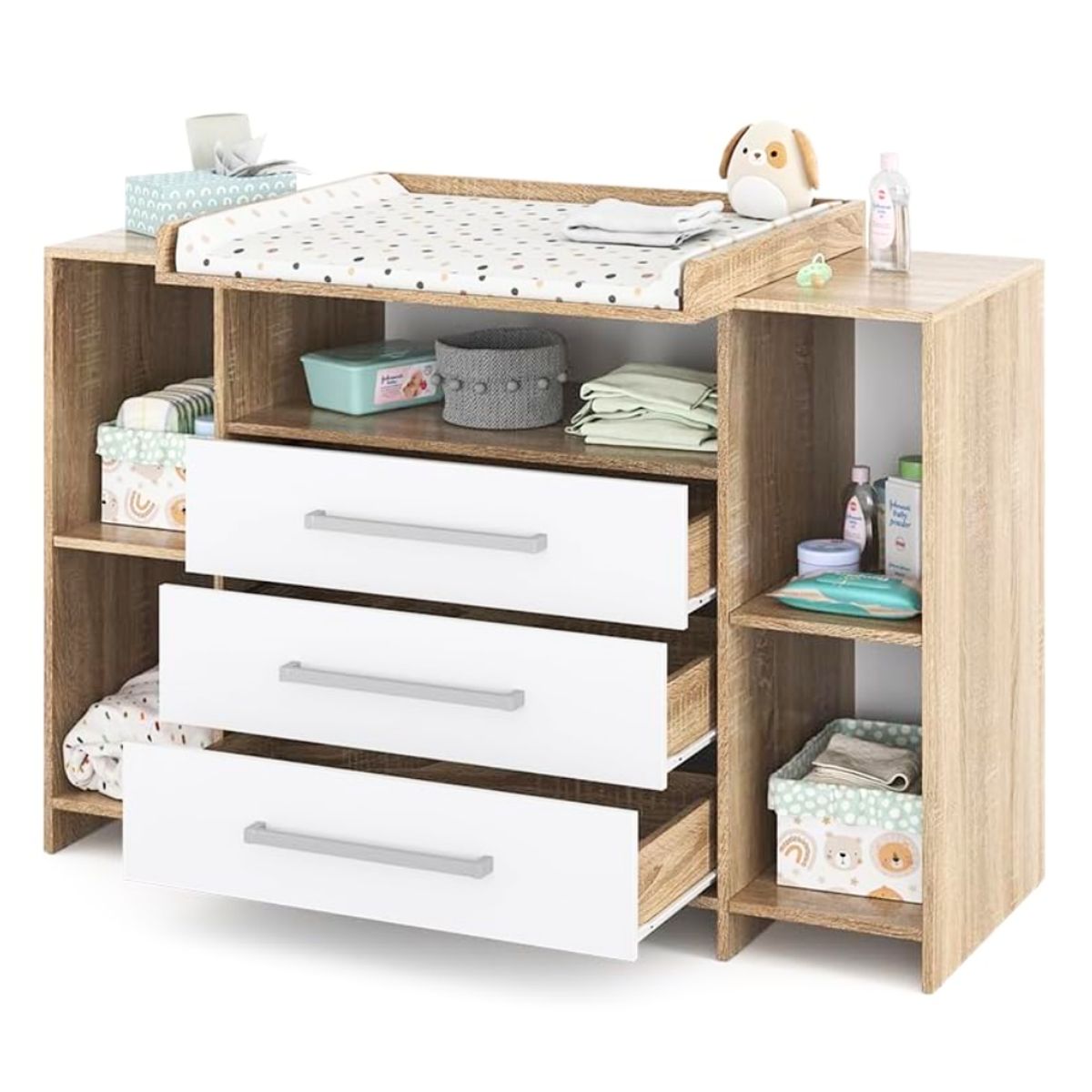 GENERICO - Comoda Cambiador de Bebe Premium Armado Mateo Bicolor Petrox Home