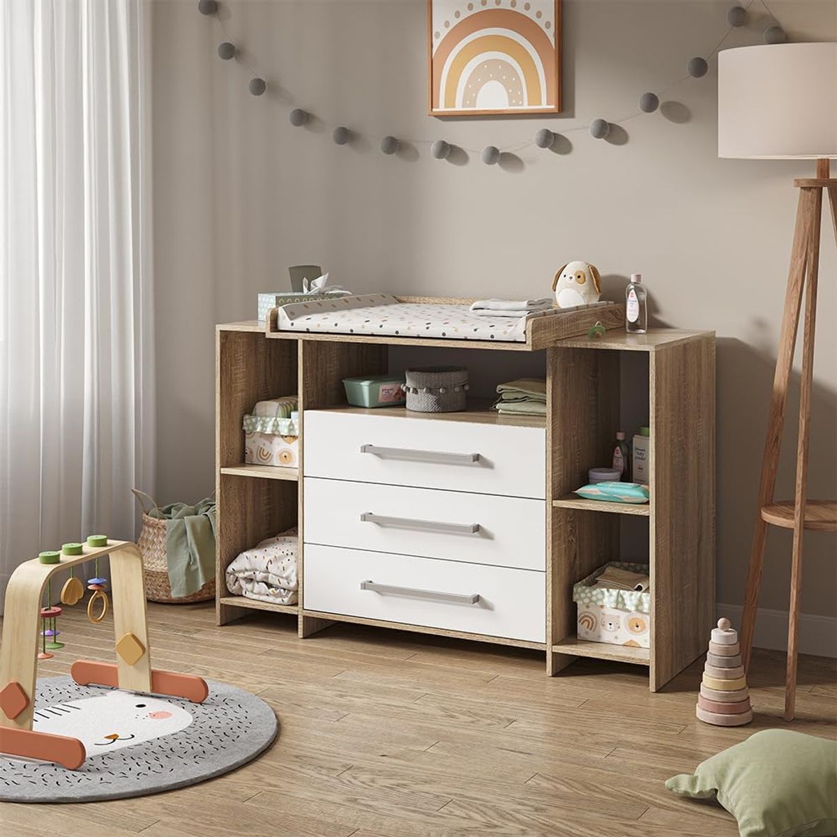 GENERICO - Comoda Cambiador de Bebe Premium Armado Mateo Bicolor Petrox Home