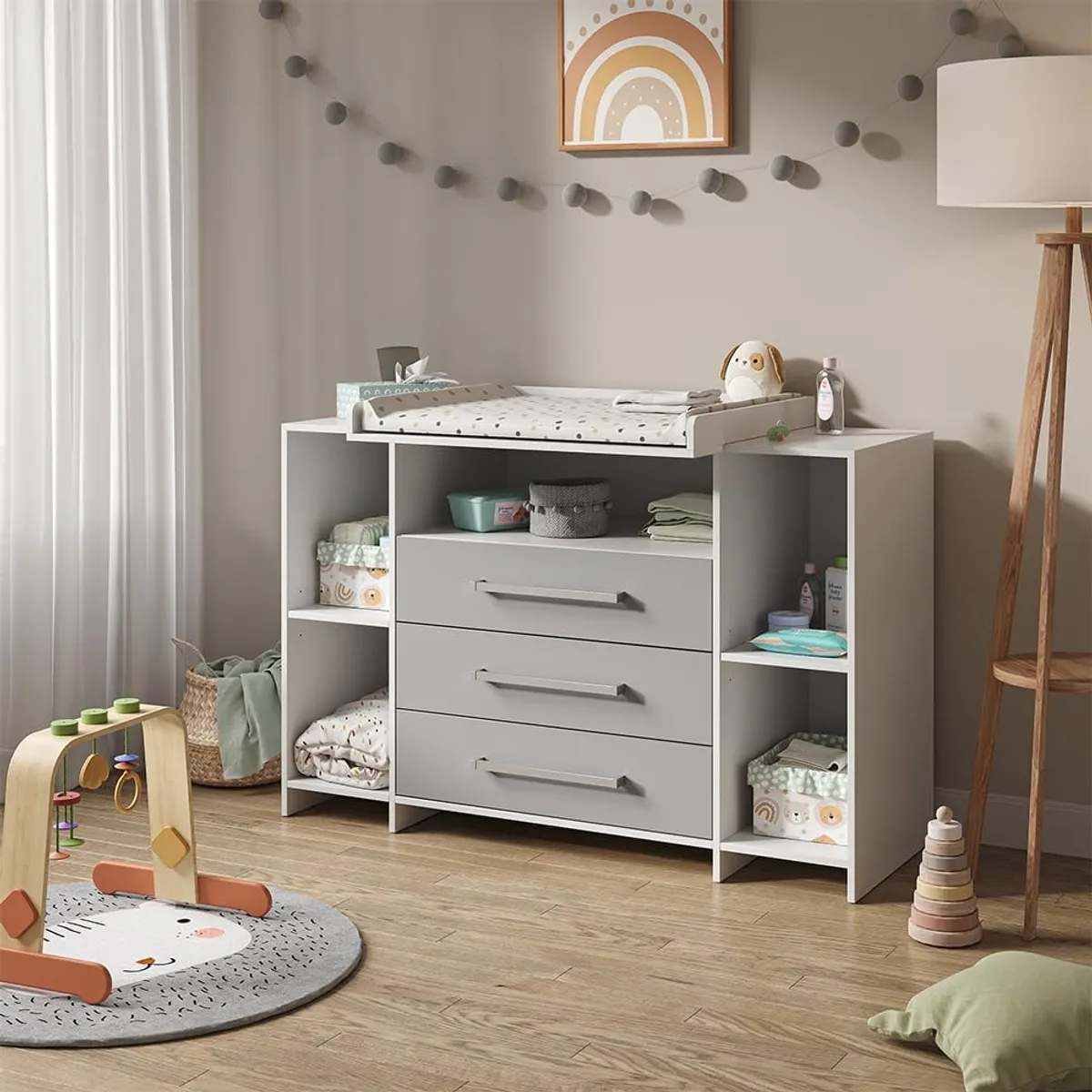 GENERICO - Comoda Cambiador de Bebe Premium Armado Mateo Bicolor Petrox Home